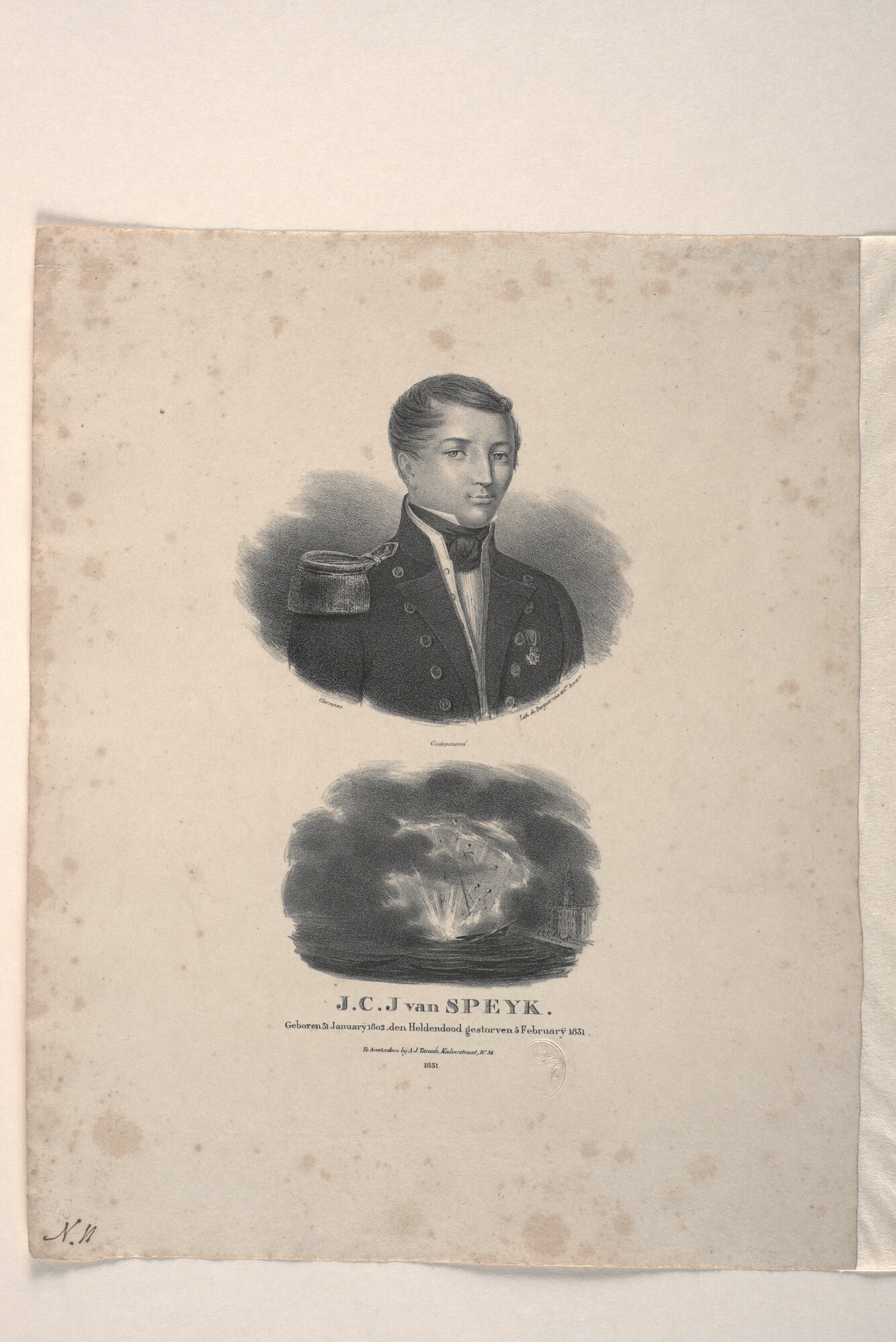 B.0209(17)26; Portret van J.C.J. van Speyk; prent