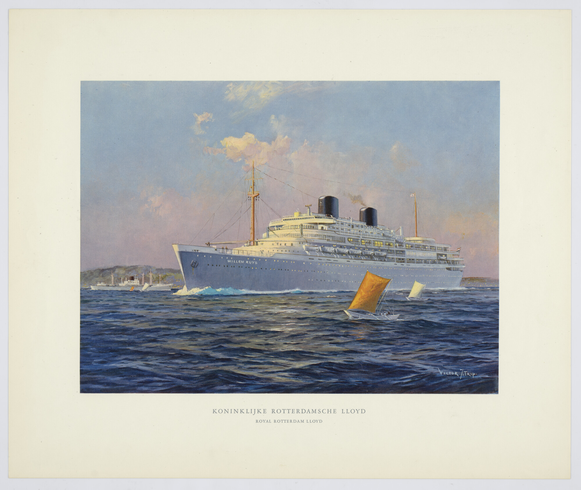 1994.5171; Het passagiersschip ms. 'Willem Ruys' van de Koninklijke Rotterdamsche Lloyd; affiche