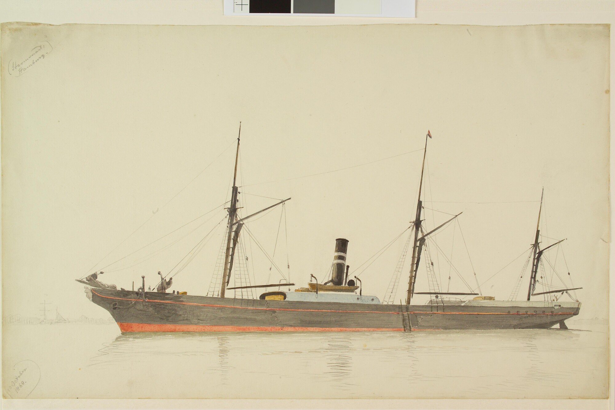 A.1221(19); Het schroefstoomschip 'De Stoomvaart' van de Amsterdamsche Stoomboot; tekening
