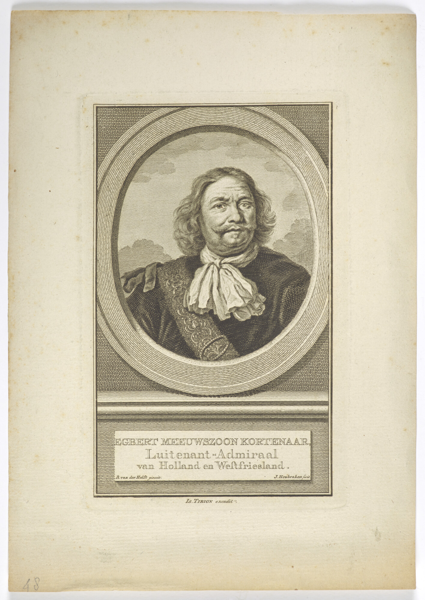 2016.2605; Prent met het portret van Egbert Meeuwisz. Kortenaer; prent