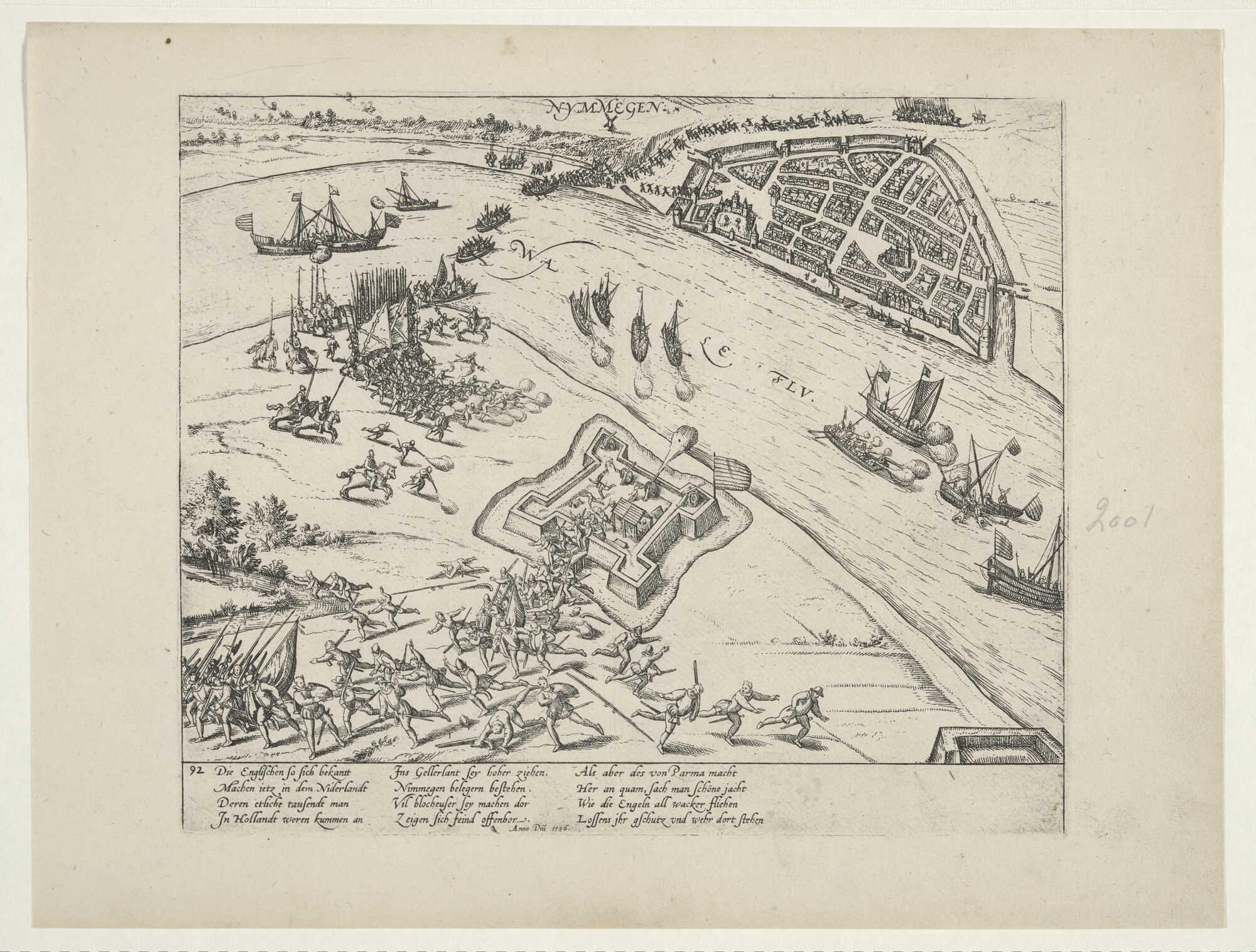A.0145(027)263; Overwinning van Parma bij Nijmegen op de Engelsen, 15 november 1585; prent