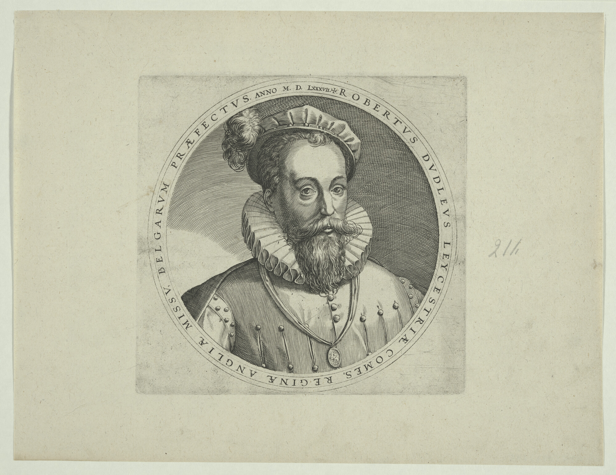 A.0145(027)245; Portret van Leicester, 1587; prent