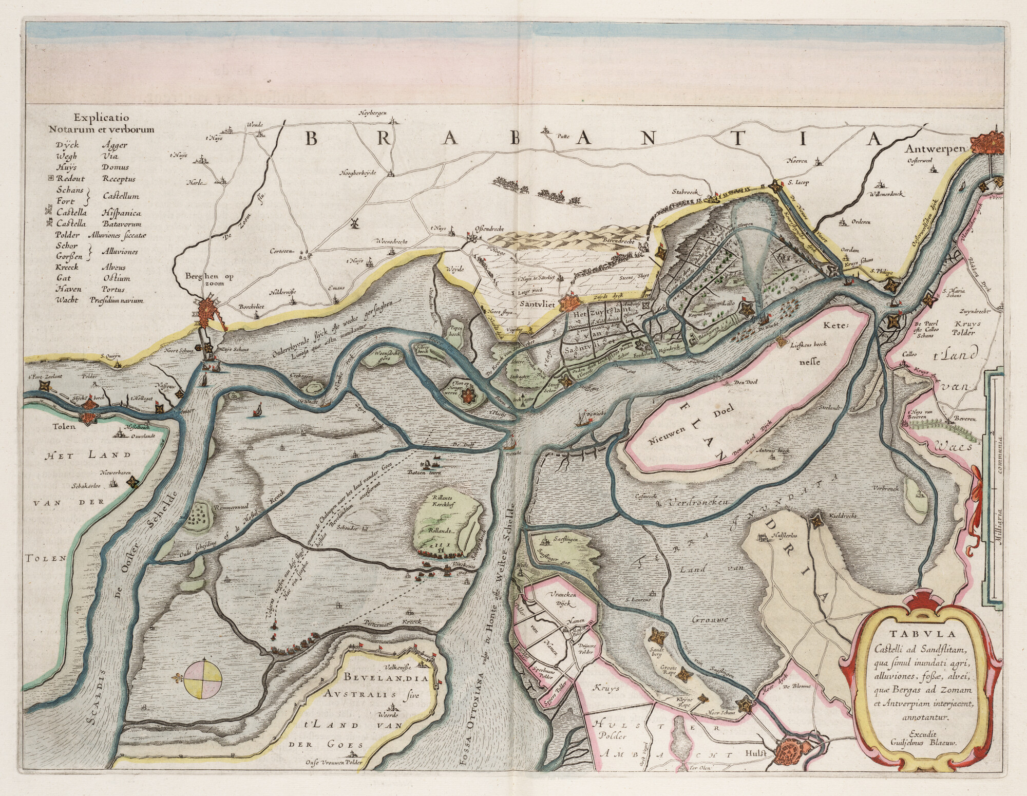 S.1034(03) [kaart 008]; Kaart van Zandvliet, met afbeelding van de strijd en belegering in 1627; landkaart