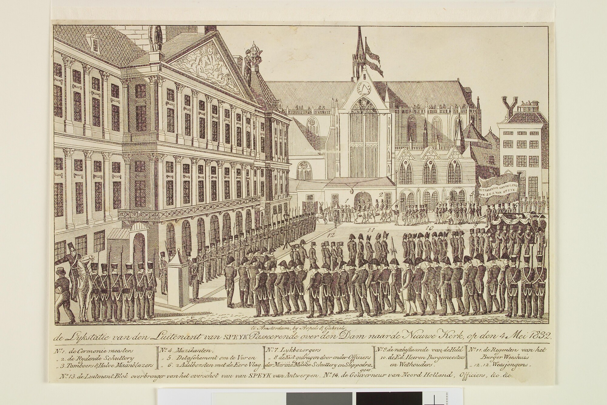 A.0482(03)38; Begrafenisstoet van Van Speyk op de Dam te Amsterdam; prent