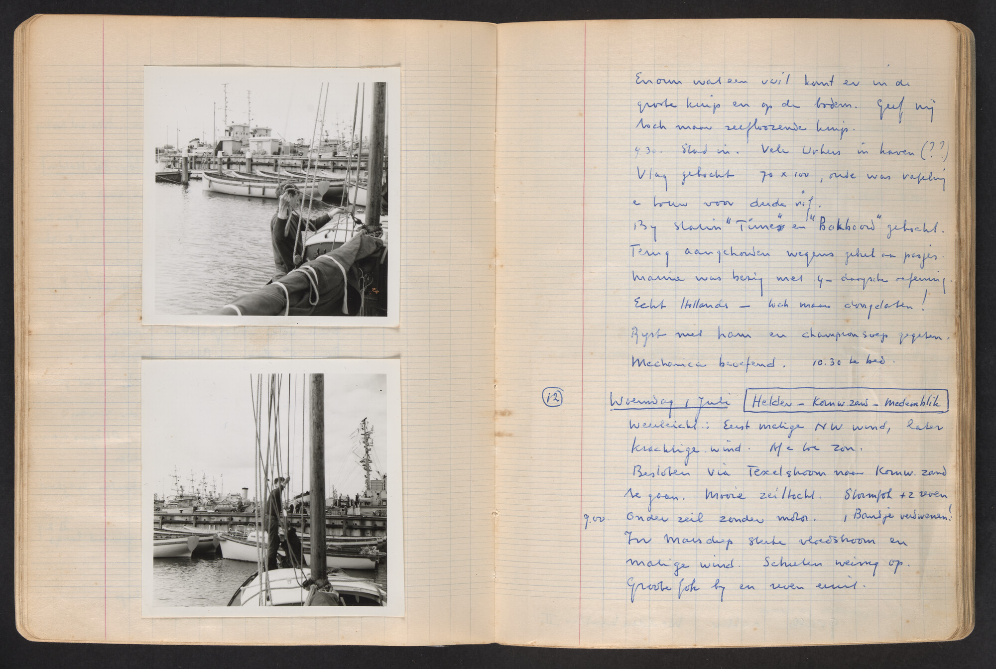 2017.0796; Logboek c.q. fotoalbum van o.a. reizen met zeeschouw Grutto in Nederland, 1963-1965; logboek