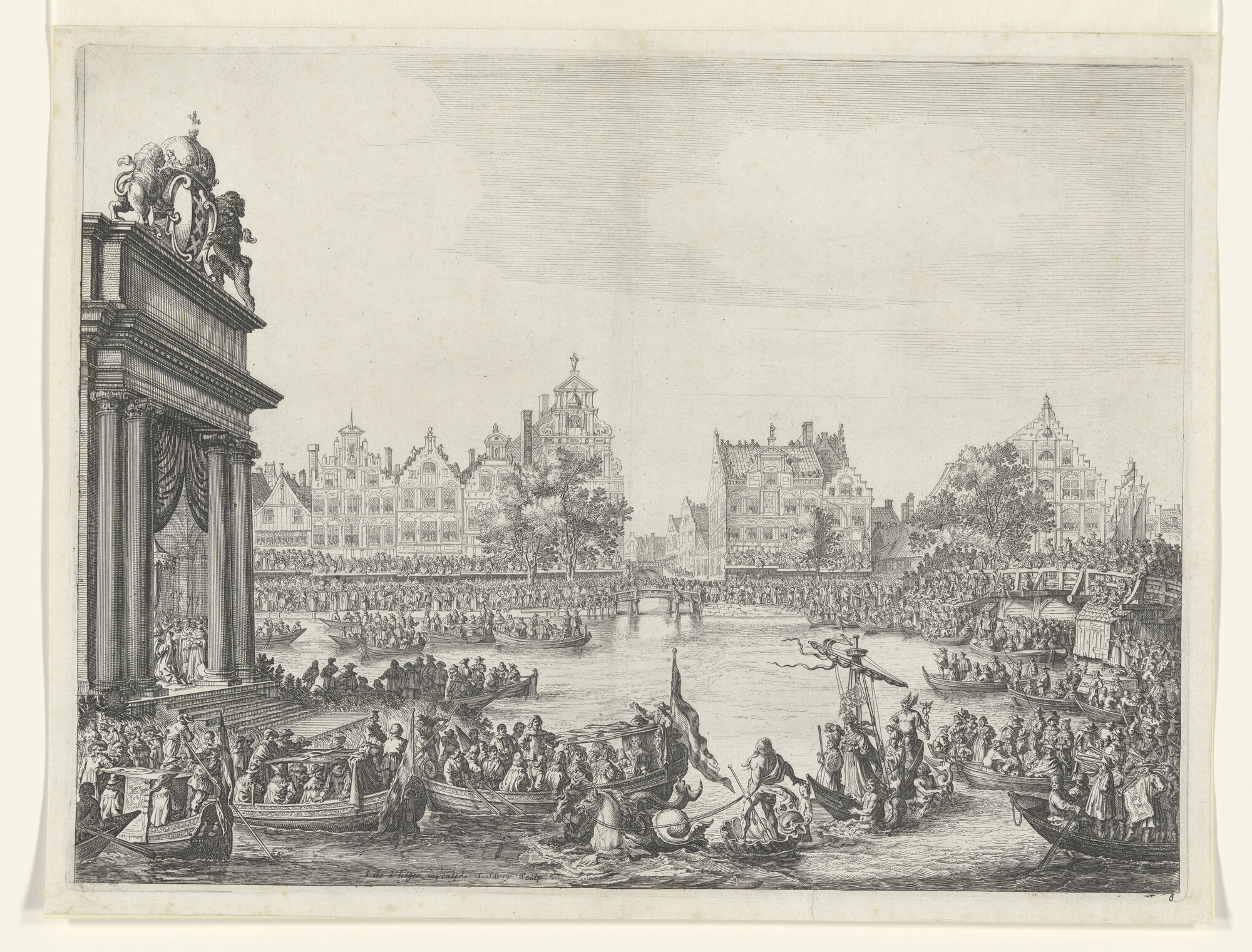 A.0149(0558); De tocht over de Amstel te Amsterdam van Maria de Medici in 1638; prent