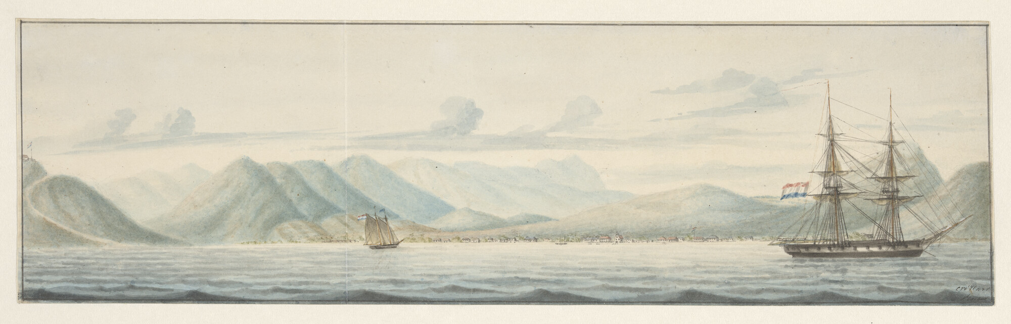 S.1043(01); Philipsburg op het eiland Sint Maarten; tekening