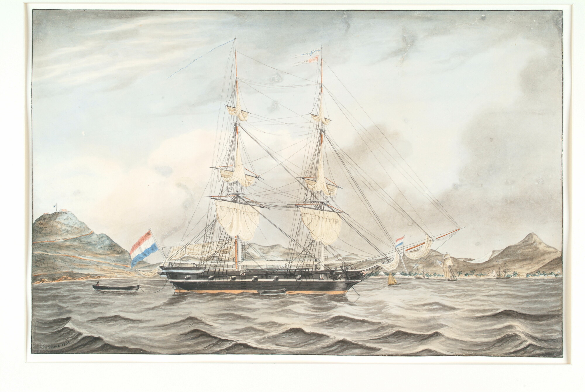 S.3562(02); De brik Arend op de rede van Sint Maarten; tekening