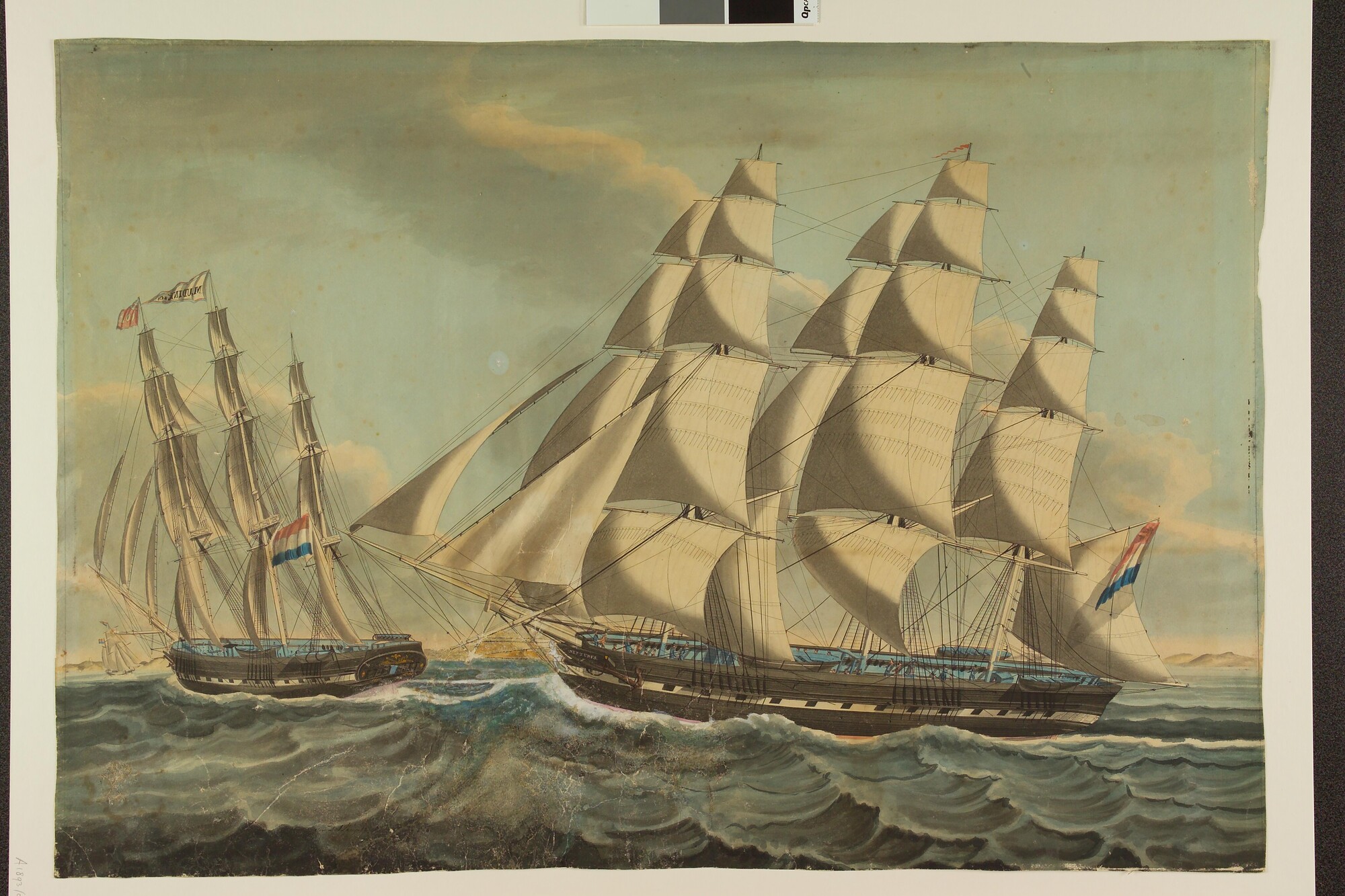 A.1893(01); De fregatschepen Javaan en Neptunus; tekening