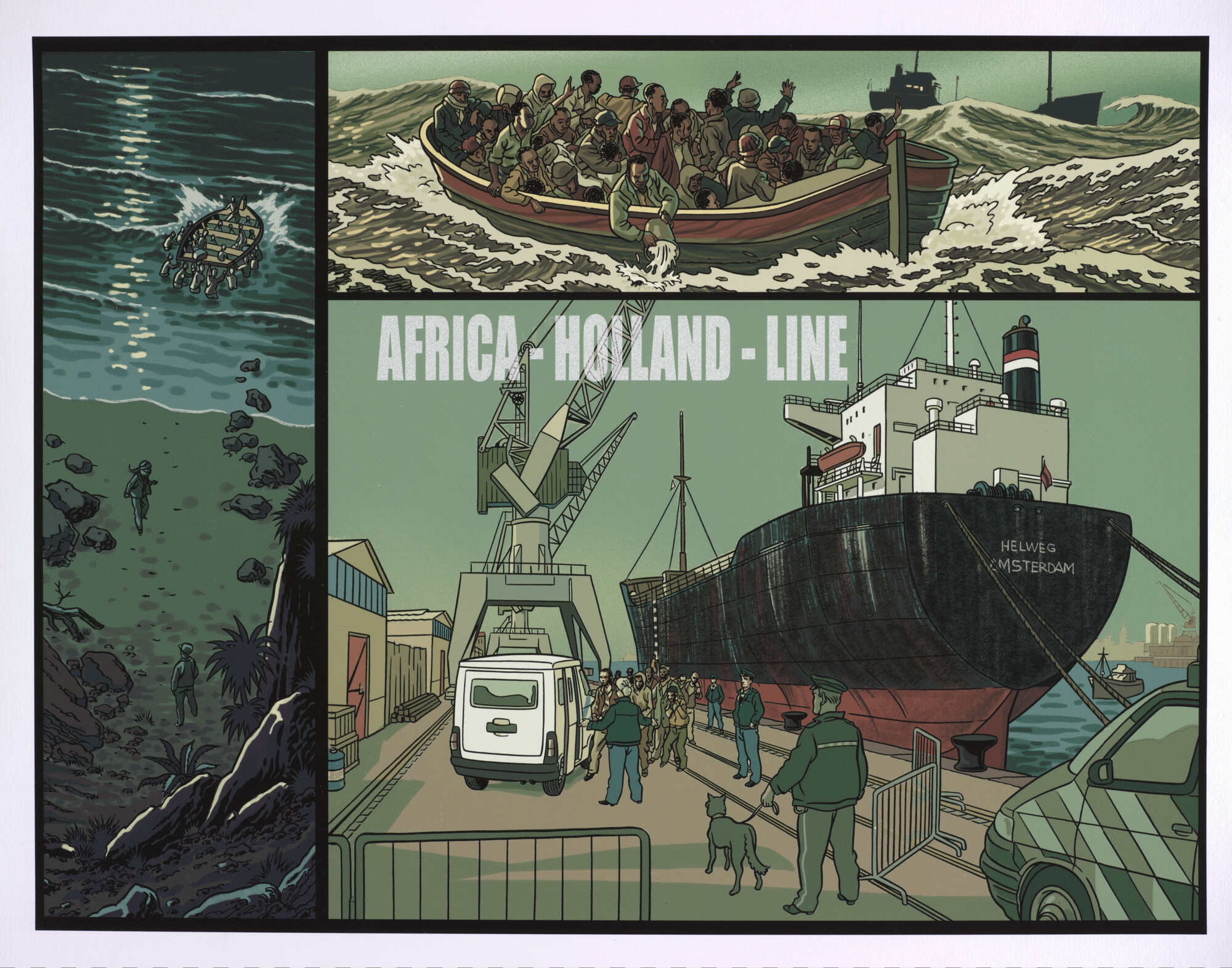 2012.0148; Voorstudie van het drieluik 'Africa-Holland-Line'; prent