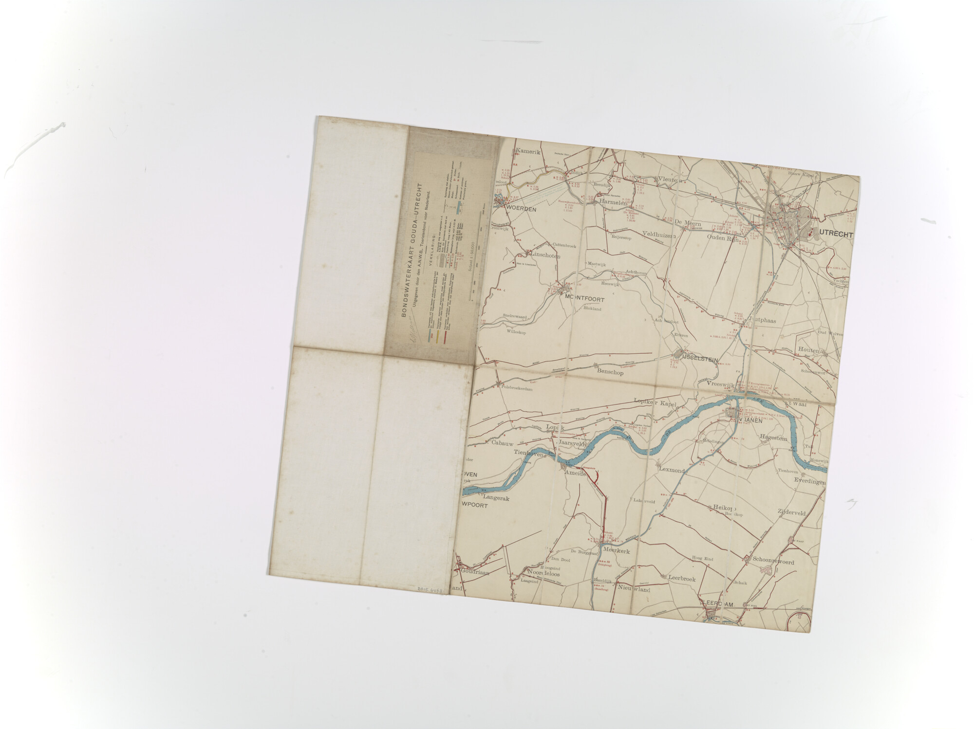 2015.4468; Bondswaterkaart Gouda-Utrecht; kaart