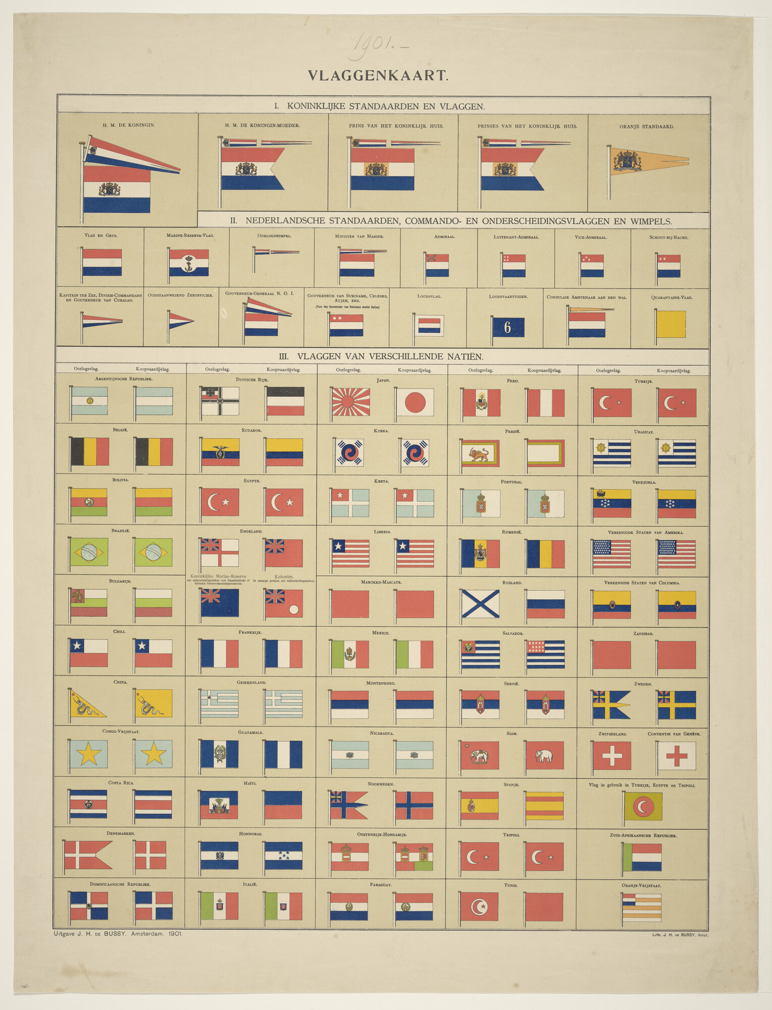 A.0149(0778); Vlaggenkaart: I. Koninklijke Standaarden en Vlaggen; vlaggenboek