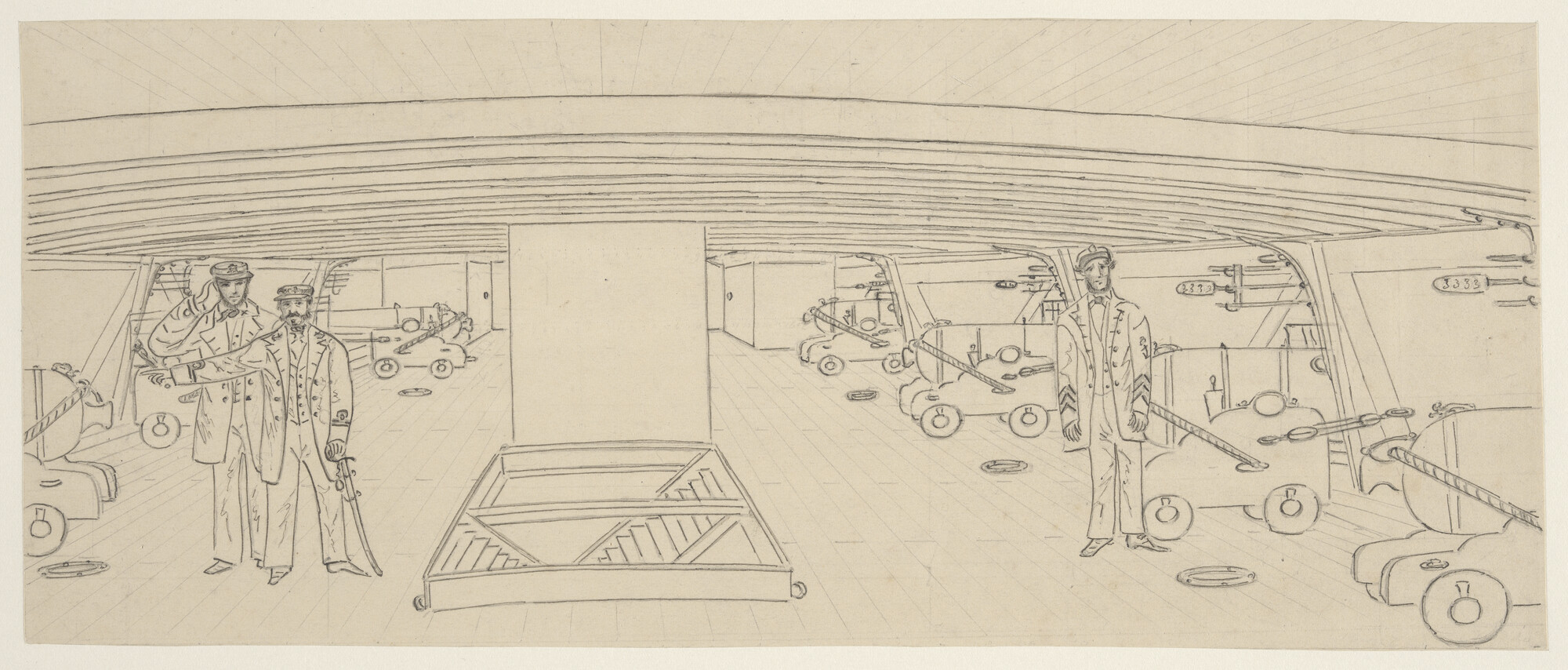 A.1361(25) [nr 0004]; Inspectie van de kuilbatterij van het korvet Zr.Ms. 'Medusa'; tekening