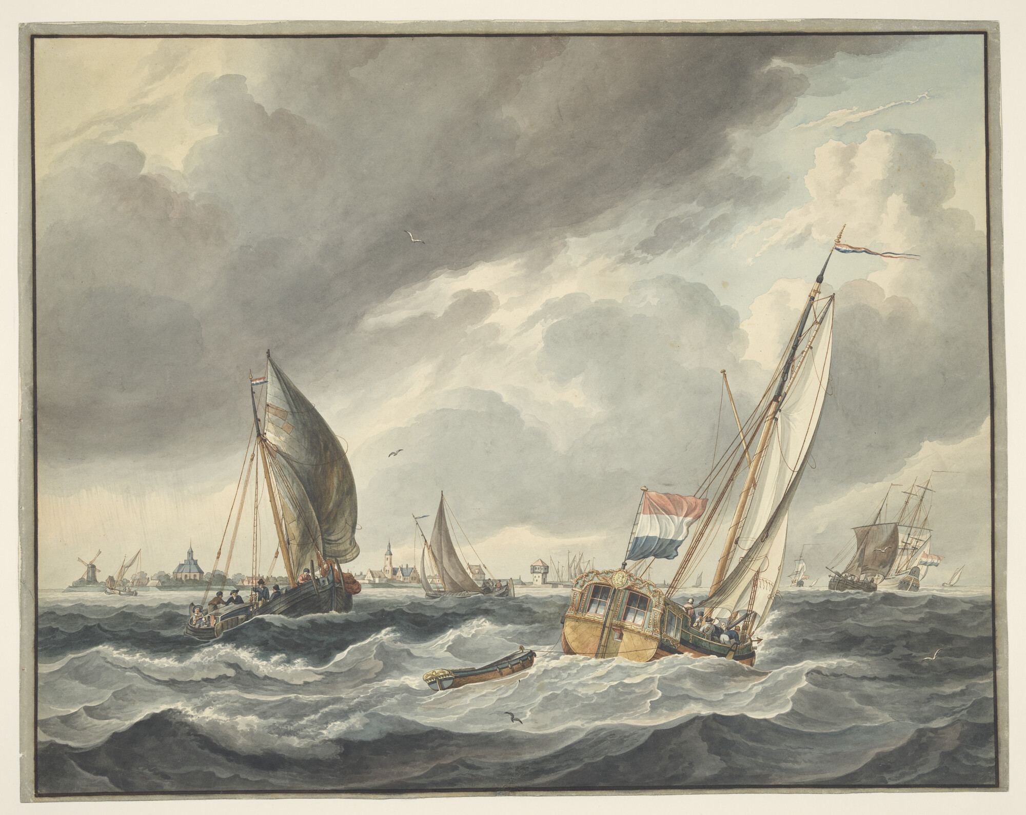 A.2130(01); Scheepvaart op het Hollands Diep ter hoogte van Willemstad; tekening