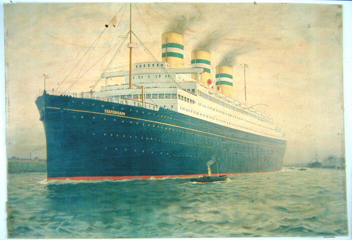 S.6923(09); Een reklame affiche van de Holland-Amerika Lijn met het ss. 'Statendam'; affiche