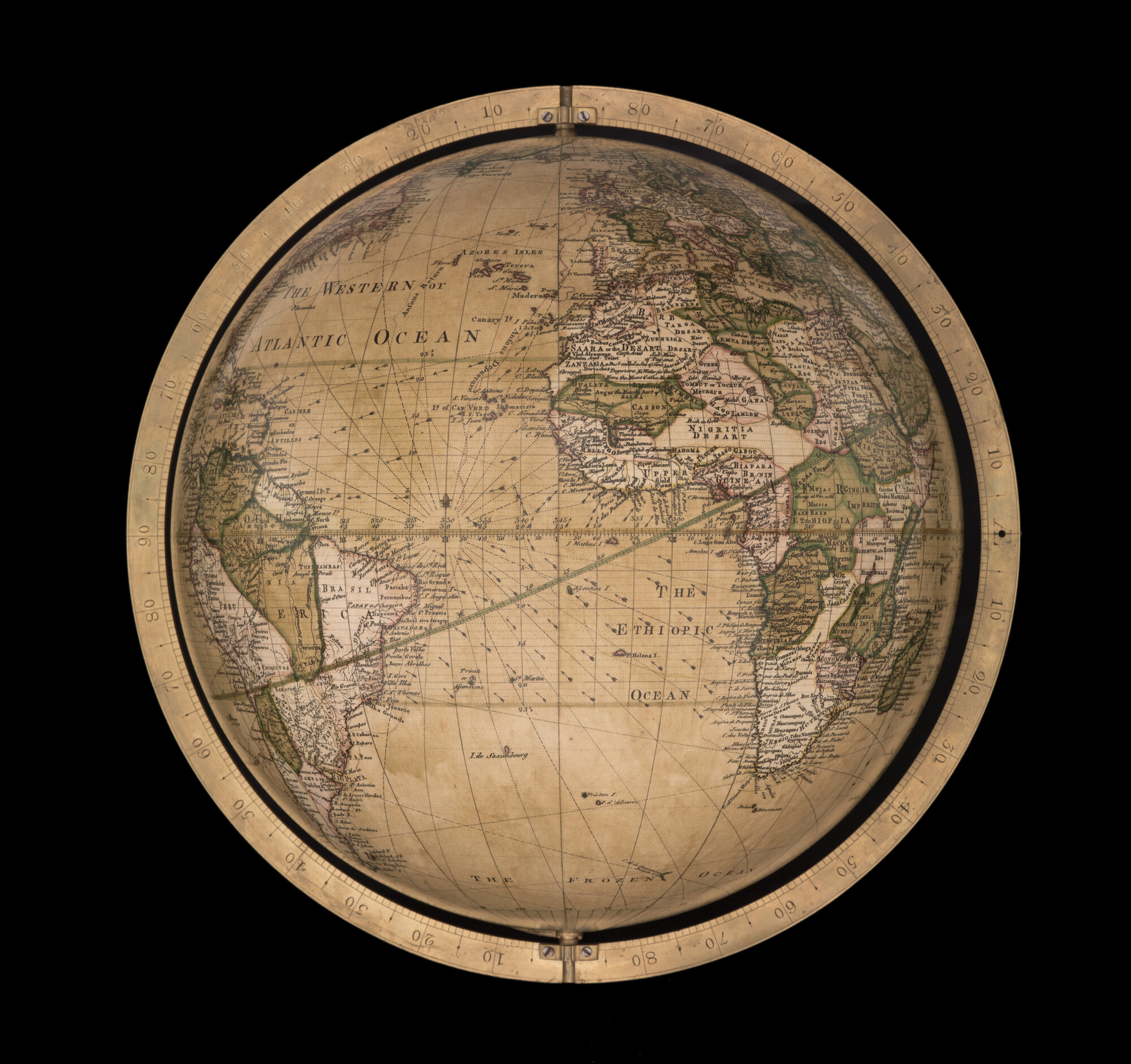 S.3099(01); Aardglobe van 31 cm doorsnede door George Adams, 1766; globe