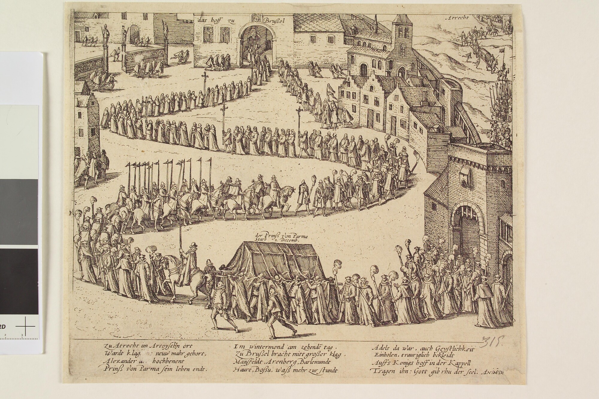A.0145(027)302; Begrafenis van Parma in Brussel, 10 december 1592; prent