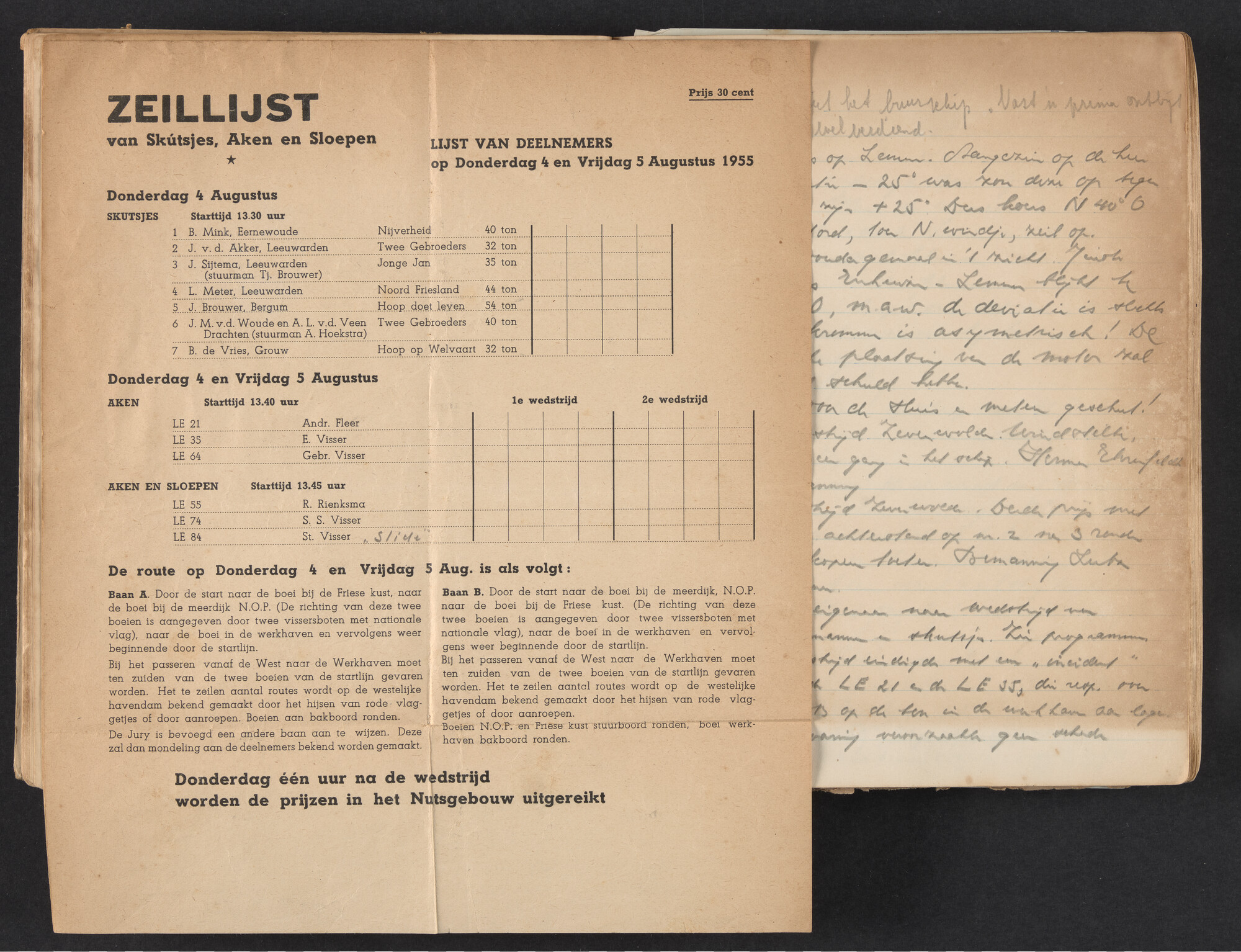 2017.0792; Logboek c.q. fotoalbum van reizen met zeeschouw Grutto in Nederland, 1955-1957; logboek