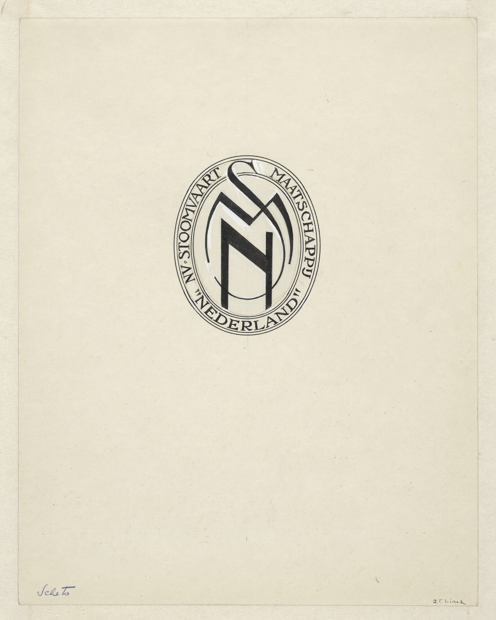 A.5809(08); Ontwerp voor een vignet van de SMN; tekening