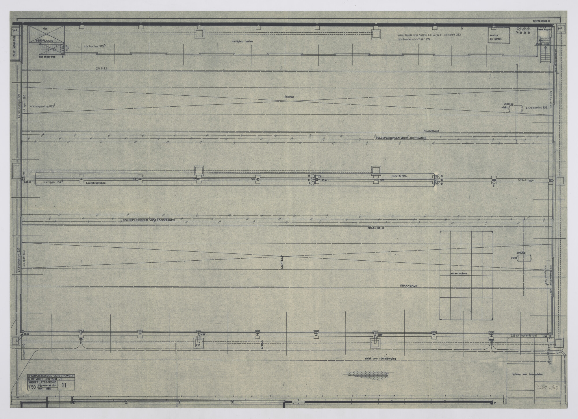 2005.1983; Plattegrond van een deel van de werfterreinen Scheepswerf G. de Vries Lentsch Jr; technische tekening