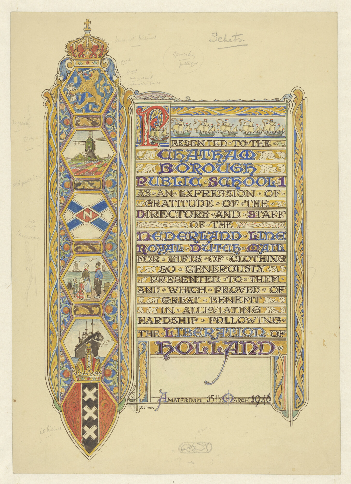 A.5809(04); Oorkonde van de SMN, 1946; tekening