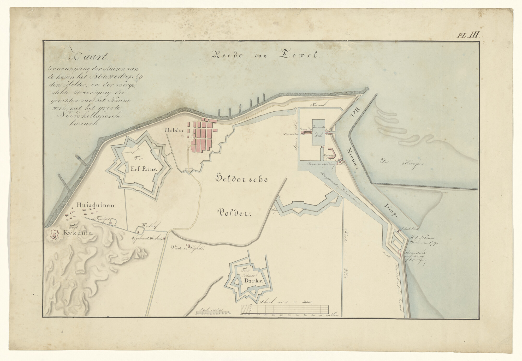 S.3380(12); Kaart met de sluizen van de haven van het Nieuwediep bij Den Helder; landkaart
