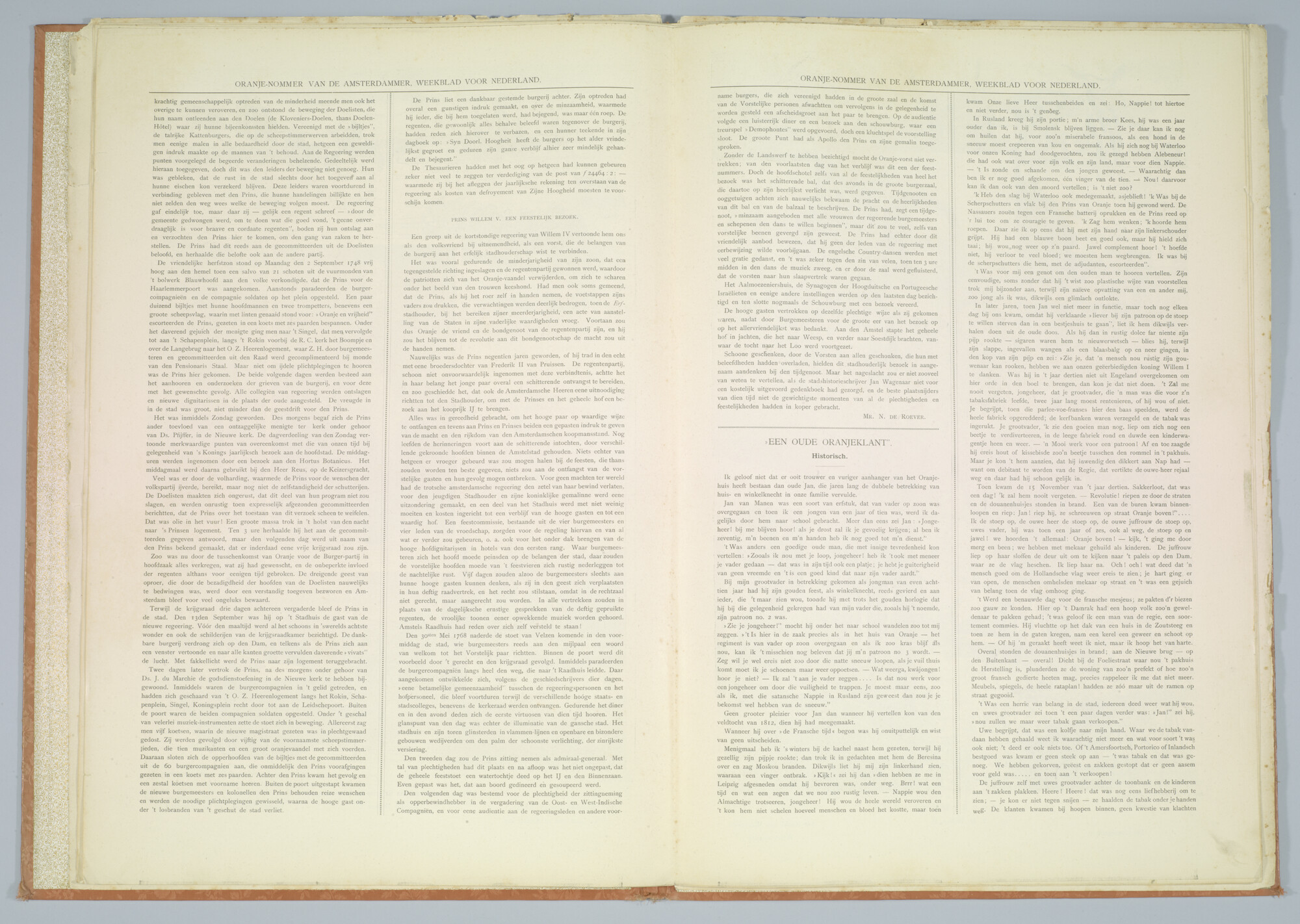 2014.0295-2; Jubileumuitgave: Oranjenommer van 'de Amsterdammer', weekblad voor Nederland, 19 Februari 1887; drukwerk