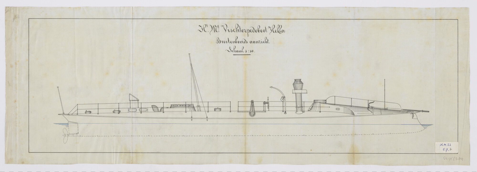S.2175(3182); Ontwerp van de vistorpedoboot Zr.Ms. Hekla; technische tekening