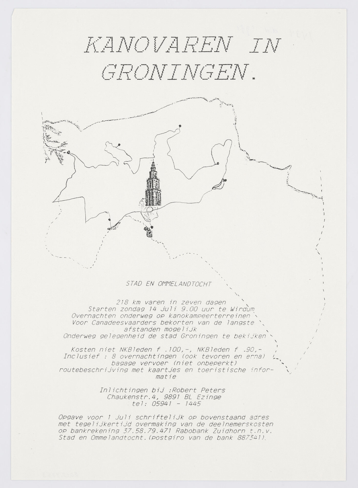 2015.4753; Affiche van de NKB voor een kanotocht door de provincie Groningen; affiche