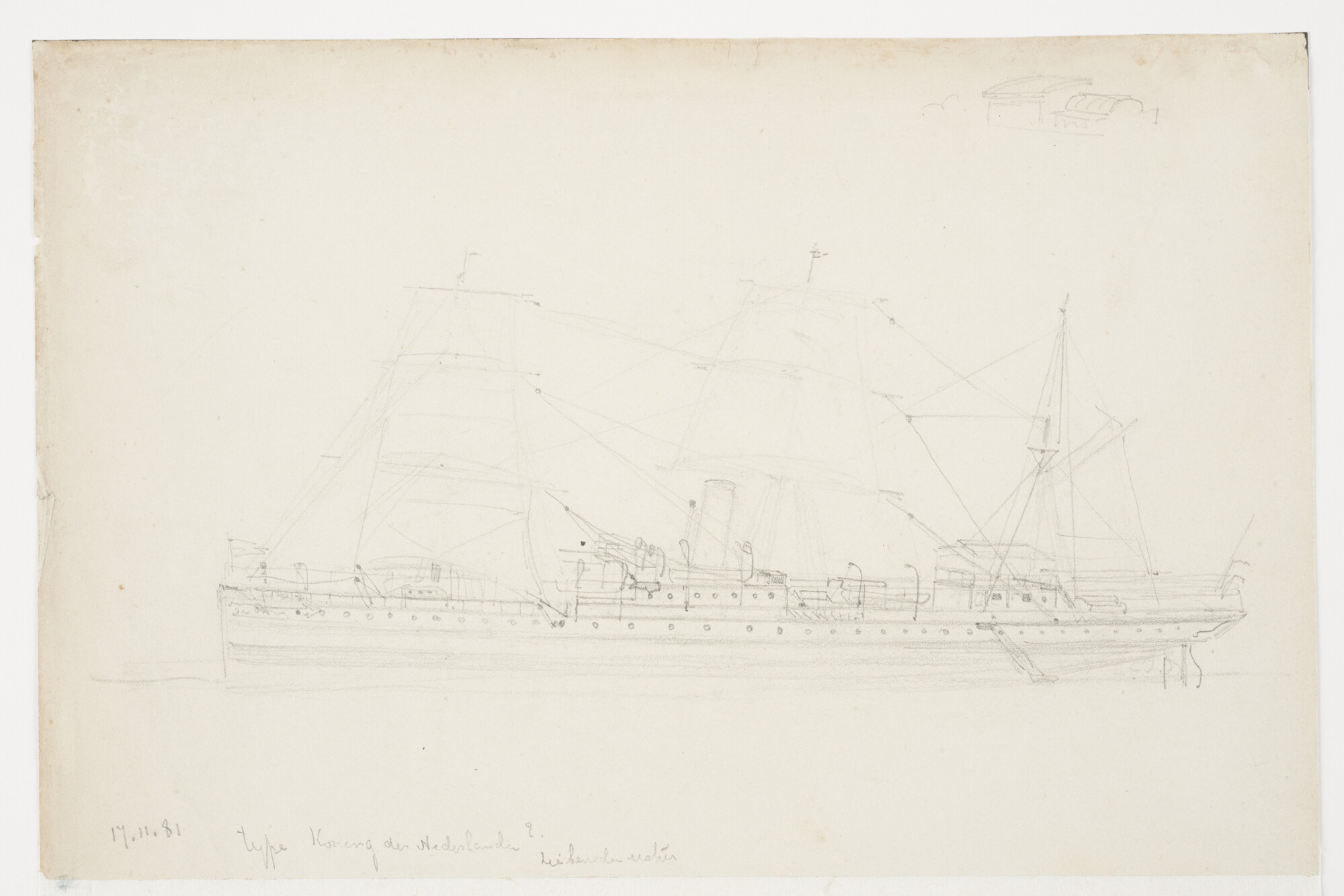 A.2026(05); Schroefstoomschip van het type 'Koning der Nederlanden'; tekening