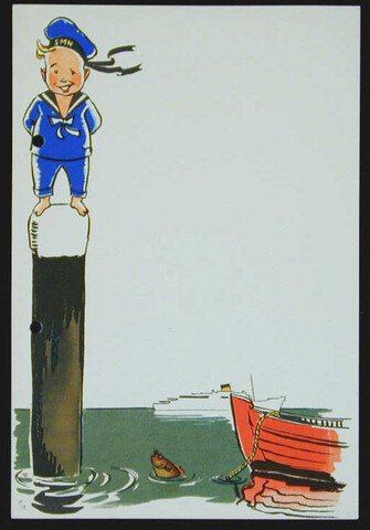 1994.4578; Blanco menukaart voor kindermenu aan boord van schepen van de SMN; menukaart