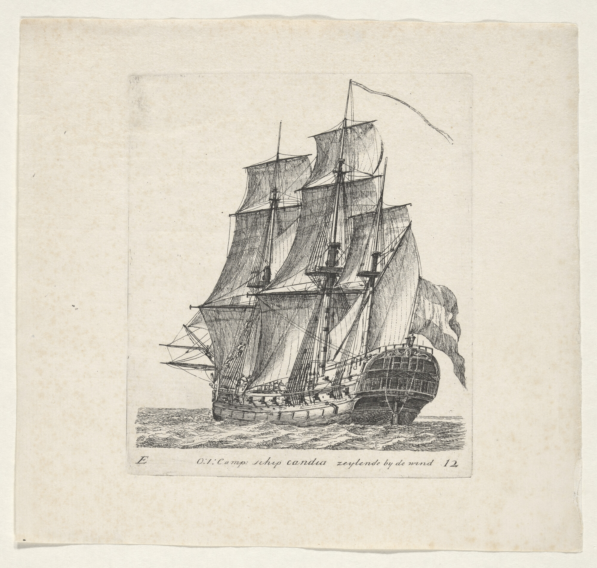 A.0149(0134); Prent van het retourschip Candia van de VOC; prent