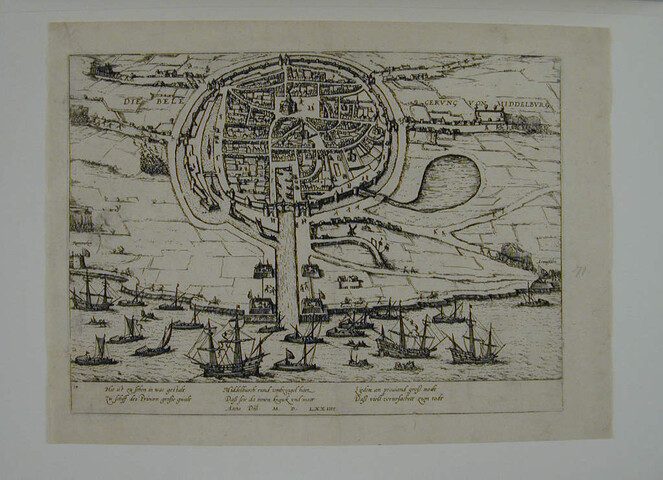 A.0145(027)135; Beleg van Middelburg door de Prins van Oranje, 1574; prent