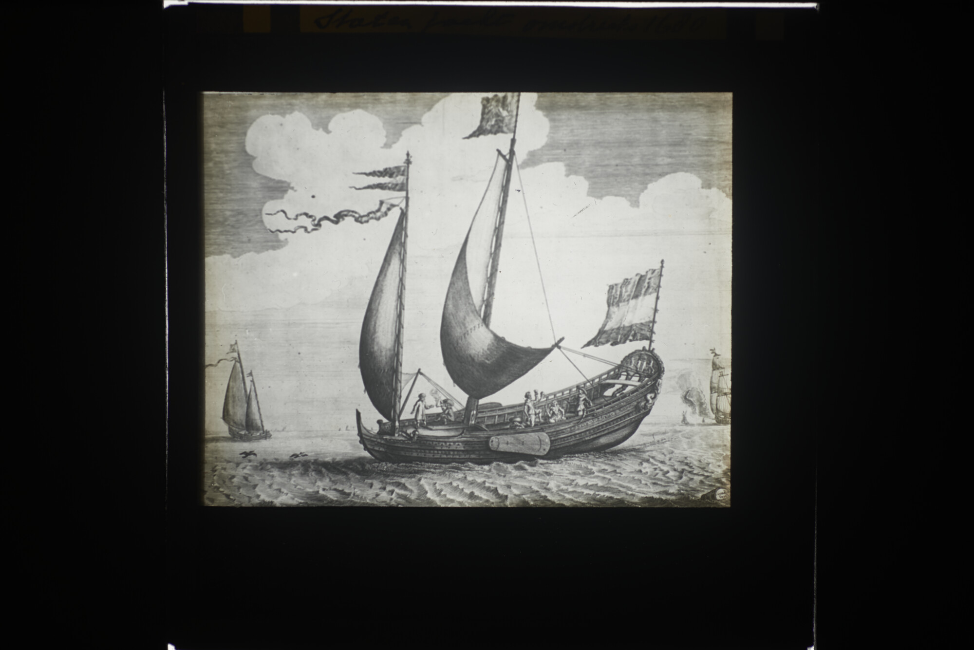 2014.0614; Twaalf lantaarnplaatjes met afbeeldingen van de Nederlandse watersport; lantaarnplaatje