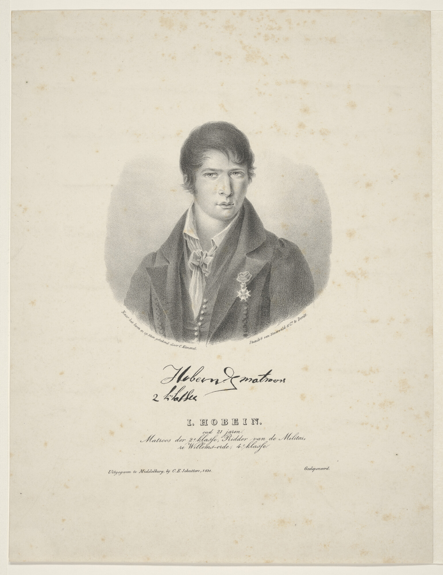 A.0482(05)1; Portret van de matroos Jacob Hobein; prent