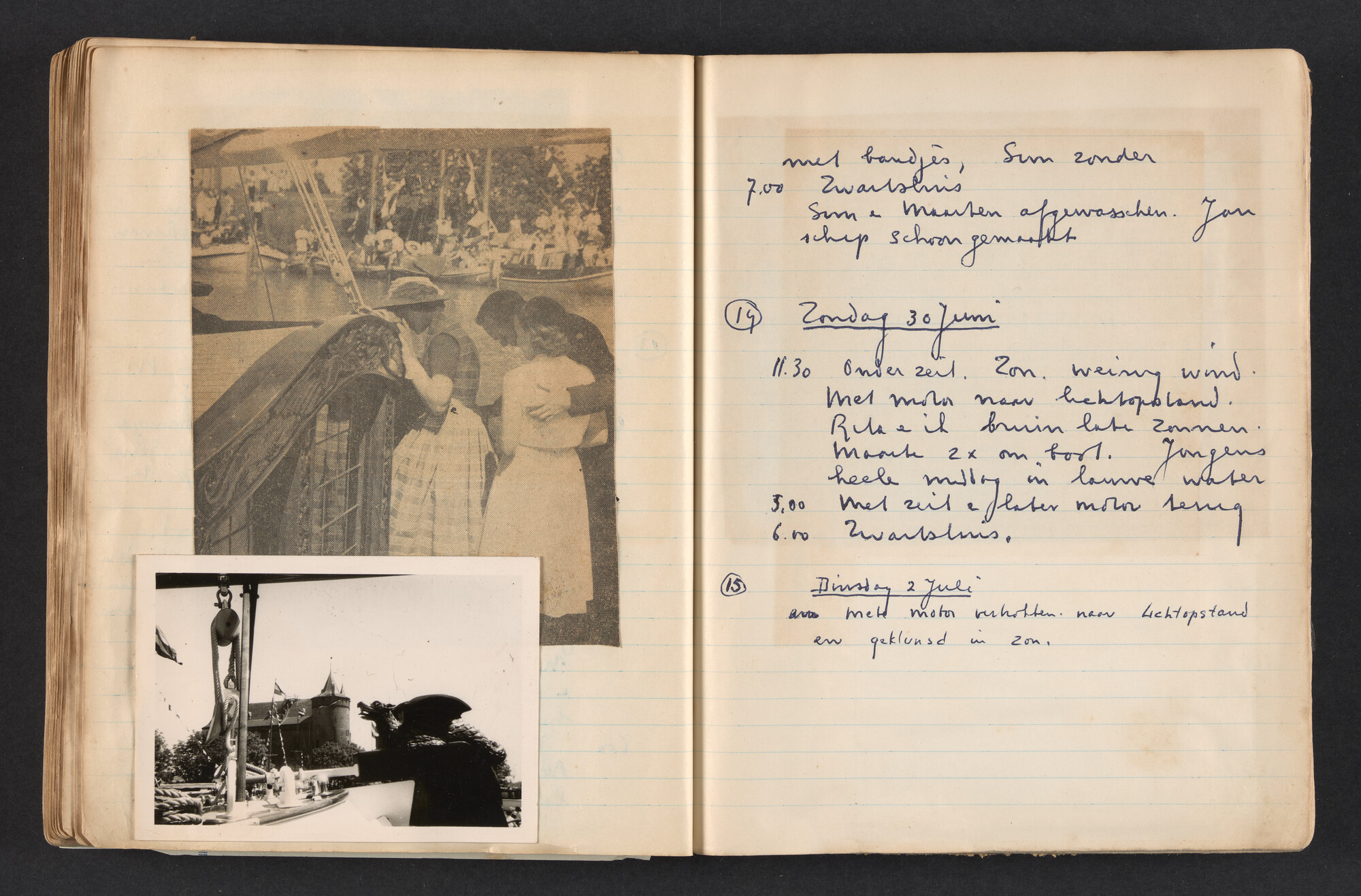 2017.0792; Logboek c.q. fotoalbum van reizen met zeeschouw Grutto in Nederland, 1955-1957; logboek