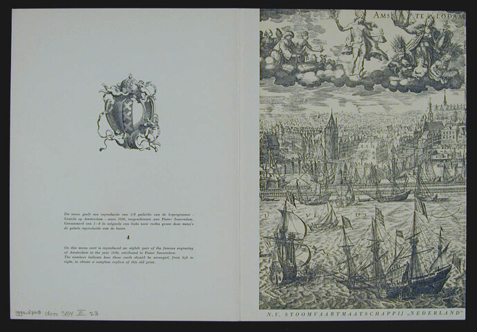 1994.6748; Menukaart voor diner aan boord van ms. 'Oranje' van de SMN, 22 maart 1956; menukaart