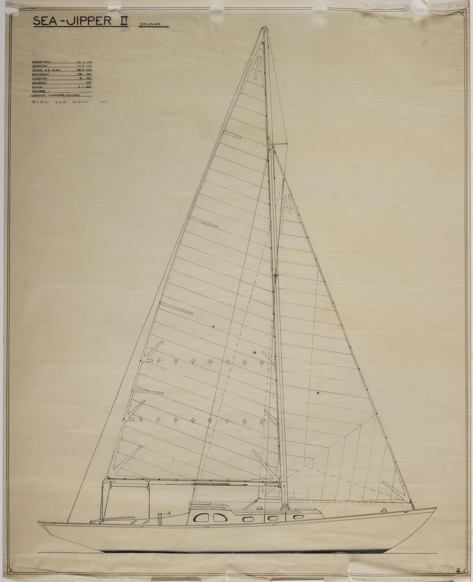 1994.4804; Zeilplan Seajipper II; technische tekening