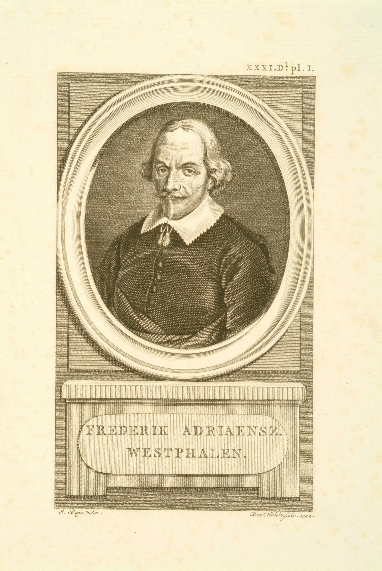 A.0075(208); Portret van ridder, reiziger en oudheidkundige Frederik Adriaansz Westfalen; prent