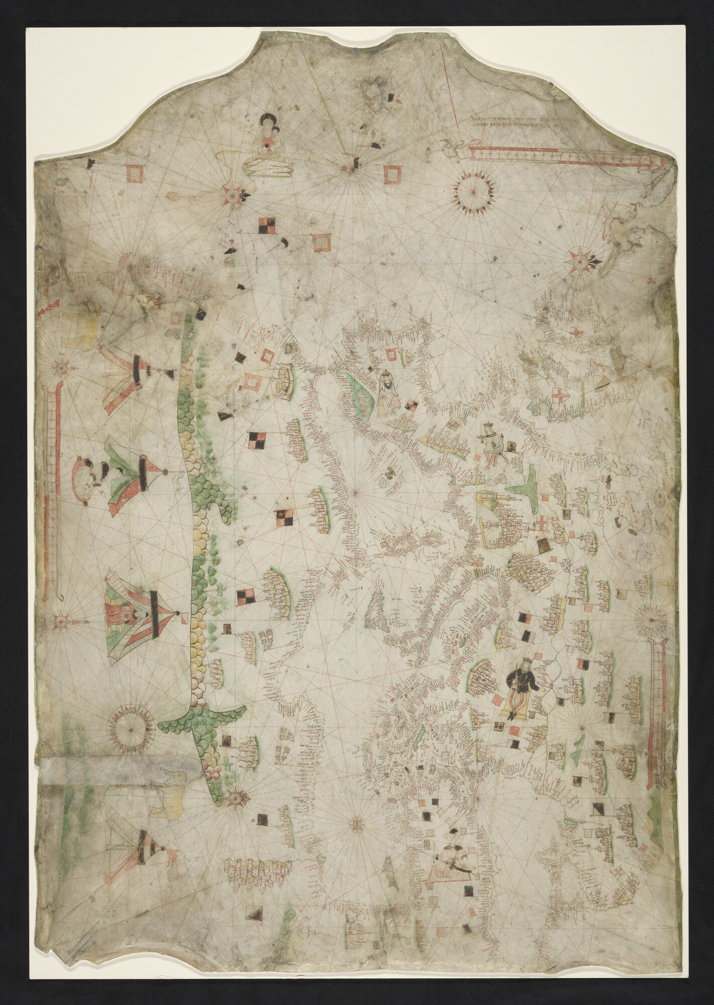 A.0145(065); Zeekaart of portolaan van de Middellandse Zee, door Vesconte de Maggiolo; perkamentkaart