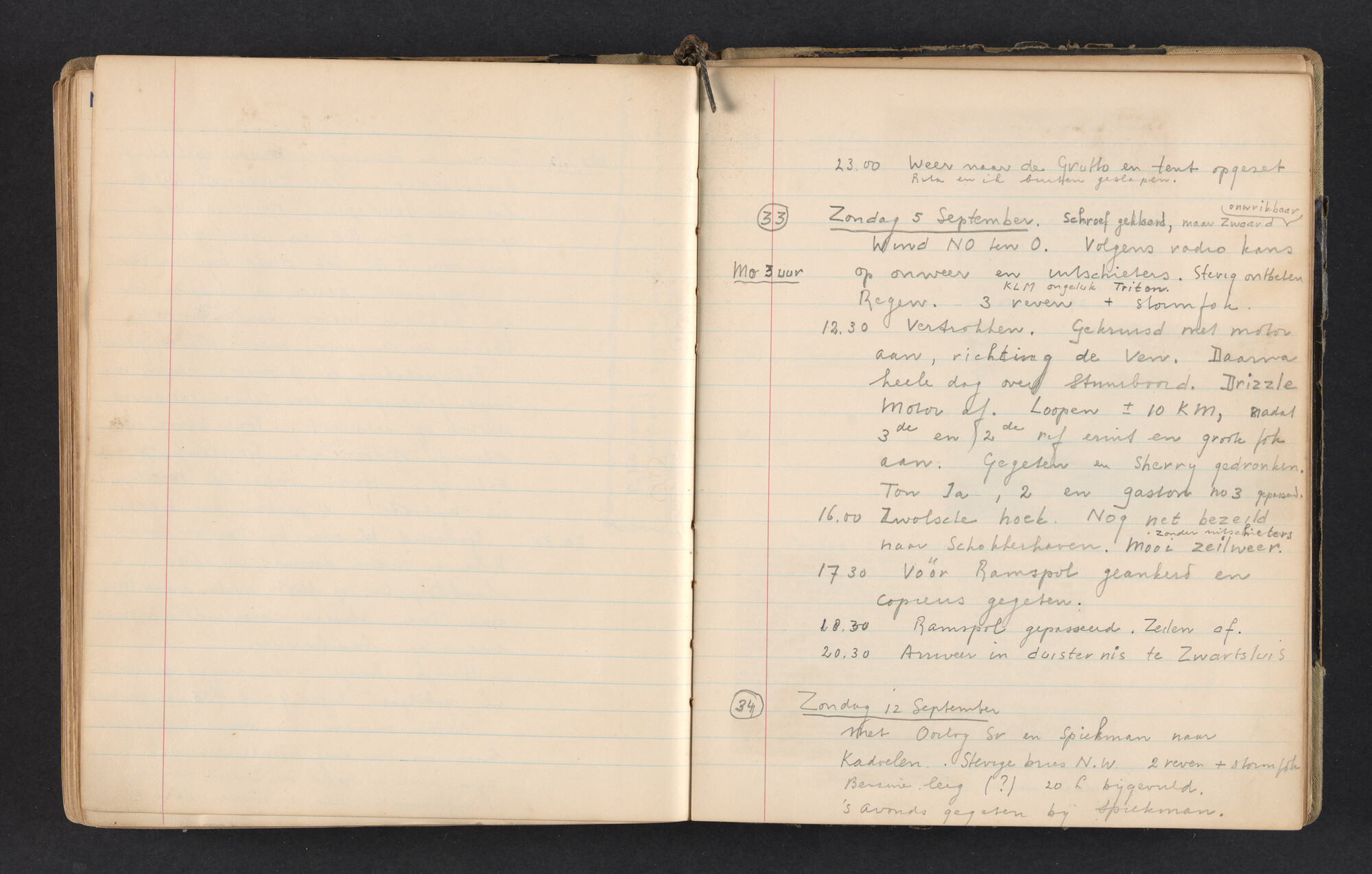 2017.0791; Logboek c.q. fotoalbum van reizen met zeeschouw Grutto in Nederland, 1952-1954; logboek