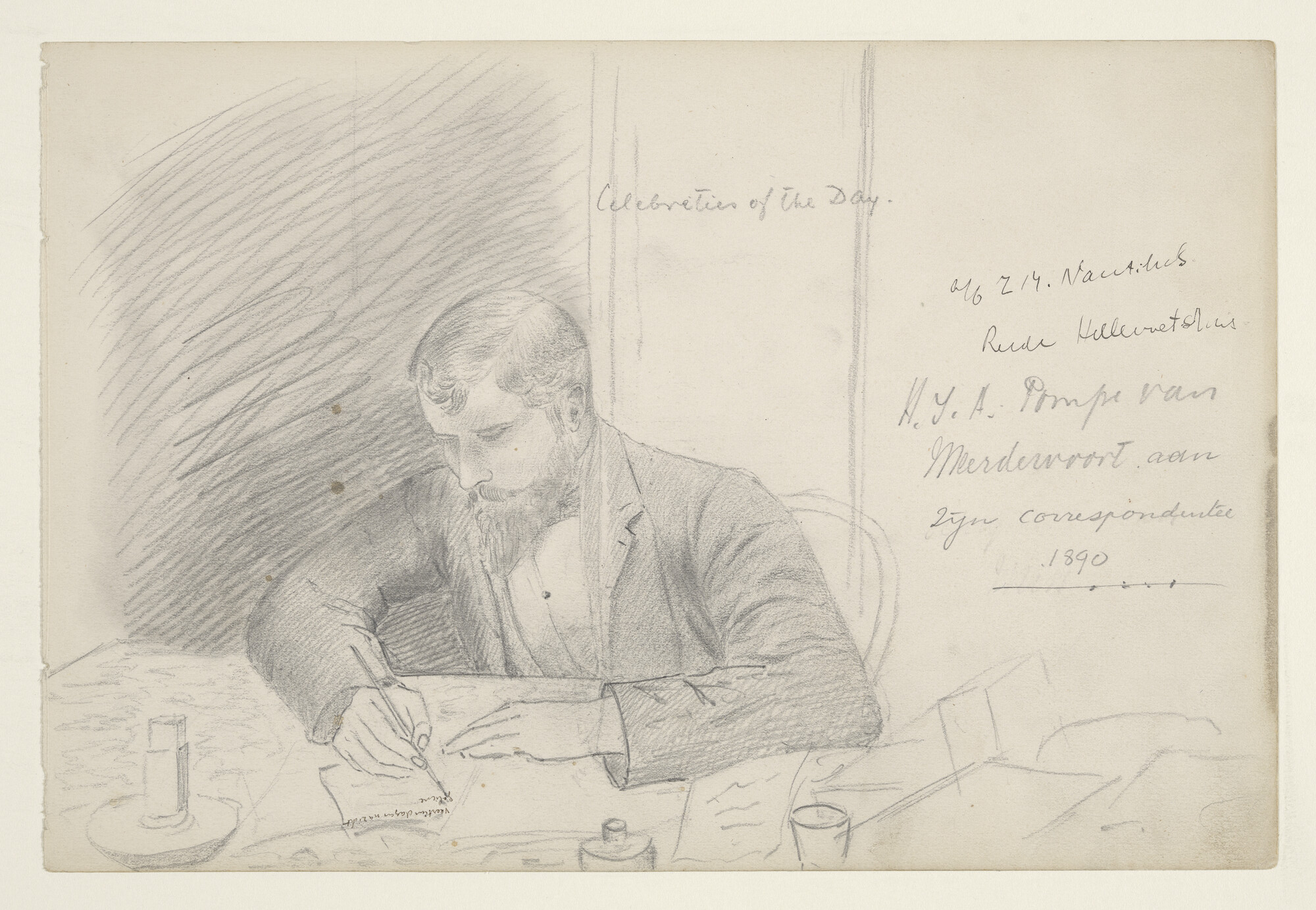 S.1926(01)02; 'Celebrities of the day a/b Z M 'Nautilus' reede Hellevoetsluis'; tekening