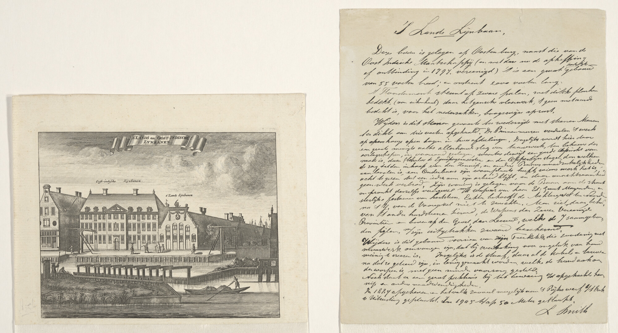 A.0334(02); 's Lands- en Oost-Indische Lijnbanen op de Oostenburgergracht; prent